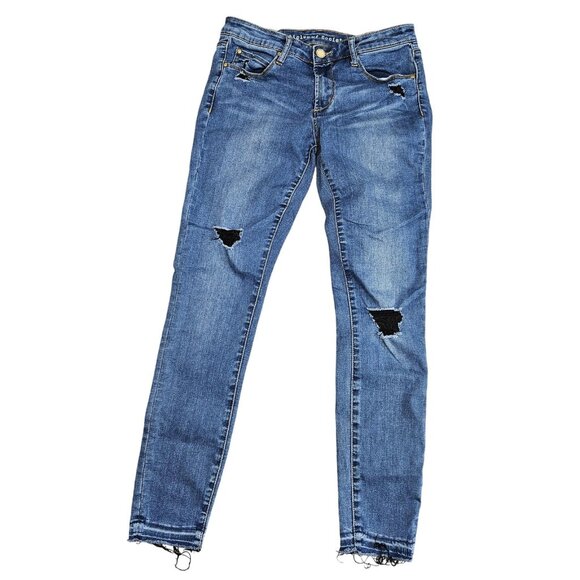 Articles Of Society Jeans Womens 27 Medium Wash Blue Distressed Skinny Denim - Picture 1 of 14